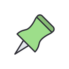 Poster - Isolated Green Push Pin Illustration For Notice Board Visuals