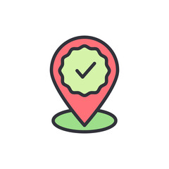 Poster - Location Pin With Check Mark Symbol For Validated Spotting Point