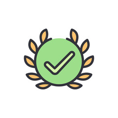 Poster - Green Circle Enclosed By Symbolic Laurel With Check Mark For Approval