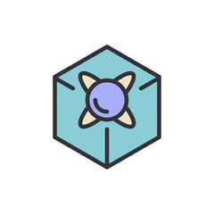 Poster - Futuristic Hexagonal Box With A Centered Sphere And Floral Design Element