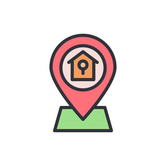 Poster - Real Estate Location Icon With House Inside Locator Symbol Sign