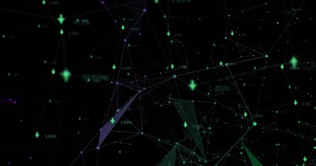 Poster - Opening black backdrop animating network forming triangles, flickering values showing data changes
