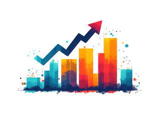 Poster - A colorful graph with a red arrow pointing upwards
