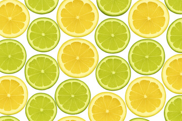 Poster - Citrus fruit pattern featuring sliced lemons and limes, casting bright colors against transparent surface for culinary design inspiration