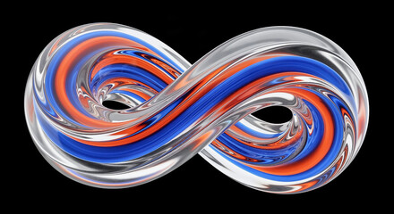 Aufkleber - Infinity symbol glowing with red and blue stripes on black background