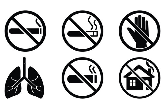No Smoking icon Set Vector illustration