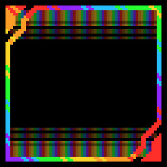 Poster - Bright Rainbow Prism Gradient Frame with Lit Rainbow Lights, Black Background