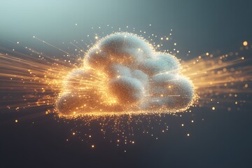 Poster - Glowing cloud computing illustration demonstrating data storage and network connections beautifully rendered