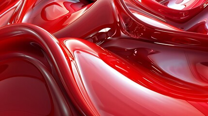 Leinwandbilder - abstract red glossy shapes with smooth curves and reflections