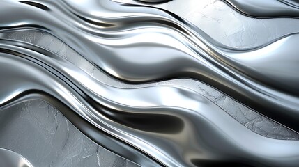 Leinwandbilder - Abstract background with flowing silver metallic texture