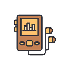 Poster - Isolated Portable Audio Player With Graphic Equalizer And Earphones