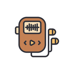 Poster - Cartoonish Music Player With Headphones In Digital Illustration Style