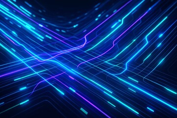 Poster - Abstract background featuring glowing blue and purple lines on black