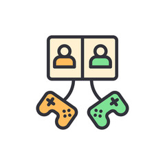 Poster - Online Multiplayer Gaming Competition With Two Players Interface Icons