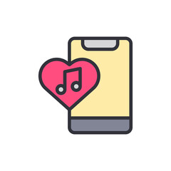 Poster - Stylized Cellphone With Music Note On Heart For Audio Entertainment