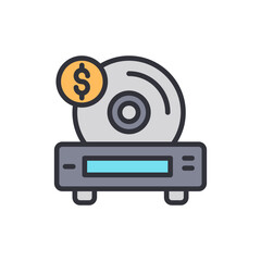 Poster - digital entertainment commerce symbolizing the cost of audio visual media