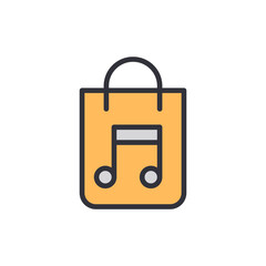 Poster - shopping bag featuring a musical note icon for music purchases