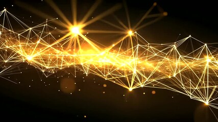 Wall Mural - Abstract Golden Sparkle and Connected Lines