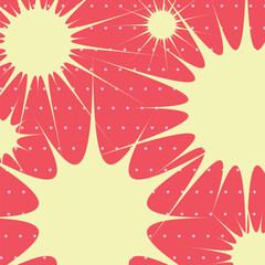 Poster - Red Background with Yellow Banging Stars and Pink Dot Trails, Simpll Flat Design