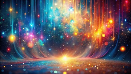 Wall Mural - A cosmic spectacle of vibrant light streams and glittering stardust, creating a mesmerizing backdrop for celebratory events or fantasy settings.