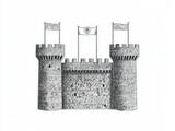 A simple castle with flags on top , coloring page for kids