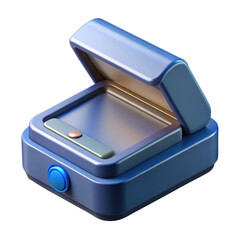 Canvas Print - Document Scanner with Open Lid and Glossy Surface in Modern 3d icon in cartoon plastic style minimal isolated on transparent white background, clipping path