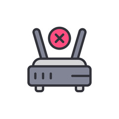 Poster - Router With Cross Symbol Illustrating Connection Problem On Transparent Background