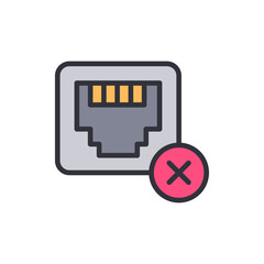 Poster - Disconnected Network Port Showing Communication Loss With Red Cross