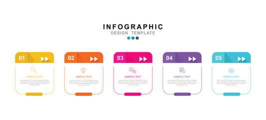 Fototapete - Vector Infographic label design template with icons and 5 options or steps. for your business data. Vector Illustration.