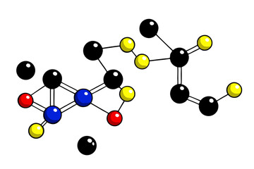 Poster - Colorful atomic molecular structure displaying chemical bonds on a transparent background