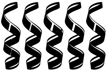 Poster - Five black ribbons with white accents arranged vertically against a white background