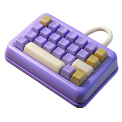 Canvas Print - Colorful Keyboard with Keys in Modern Rounded Design 3d icon in cartoon plastic style minimal isolated on transparent white background, clipping path
