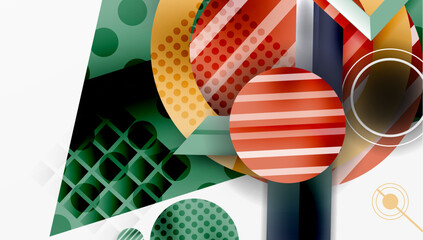 Leinwandbilder - Abstract geometric composition. Overlapping shapes, vibrant colors, modern design. Patterns create dynamic visual experience.