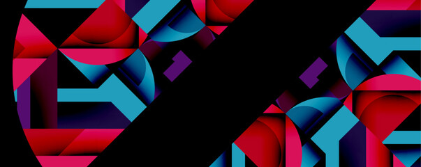 Aufkleber - Abstract geometric shapes, vibrant colors, layered design. Modern illustration, dynamic composition, bold visual impact.