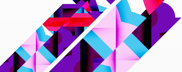 Aufkleber - Abstract geometric shapes, vibrant colors, diagonal lines create dynamic composition. Modern design, clean aesthetic, bold contrasts present.