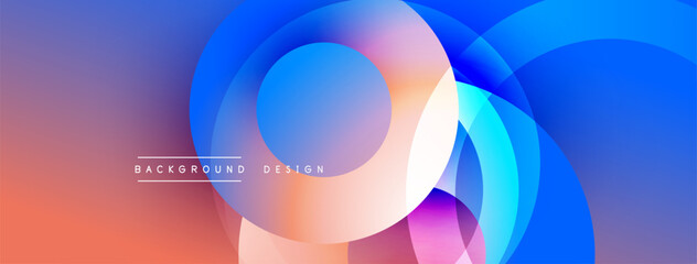Poster - Abstract colorful circles overlap, creating dynamic gradient background. Modern design elements suggest fluidity, energy.