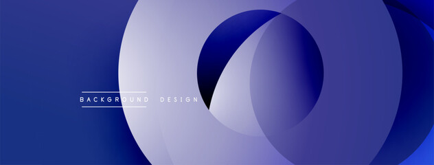 Poster - Abstract blue design. Overlapping circles create dynamic flow, modern aesthetic. Minimalist composition, gradient effect.
