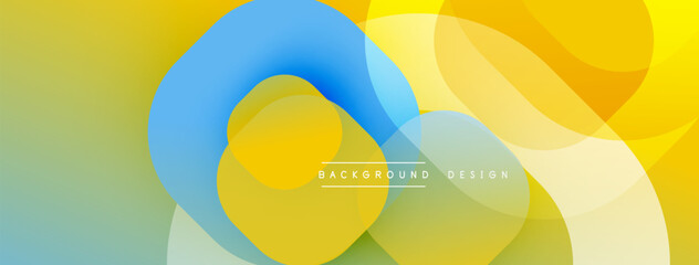 Aufkleber - Abstract fluid shapes, yellow, blue, green gradients. Modern design, smooth transitions, vibrant colors, dynamic composition.