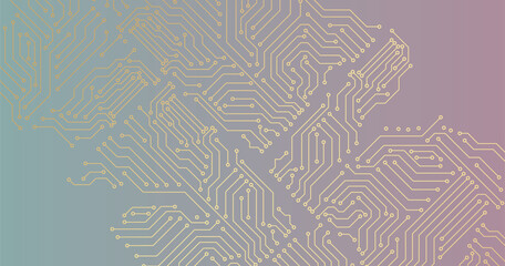 Poster - circuit technology background with hi-tech digital data connection system and computer electronic de