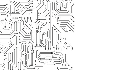 Poster - technology black circuit diagram concept. high-tech circuit board connection system. vector abstract