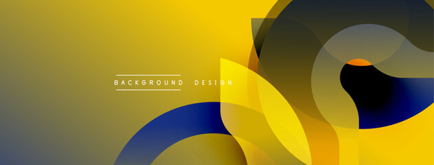 Poster - Abstract gradient background. Overlapping shapes create dynamic visual effect. Yellow, blue, gray tones dominate composition. Modern design element.