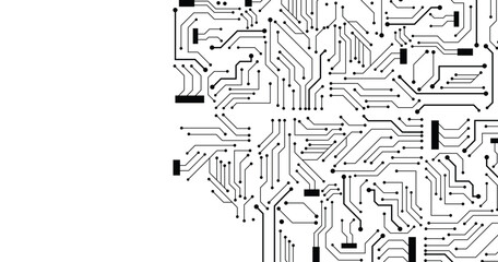 Poster - technology black circuit diagram concept. high-tech circuit board connection system. vector abstract