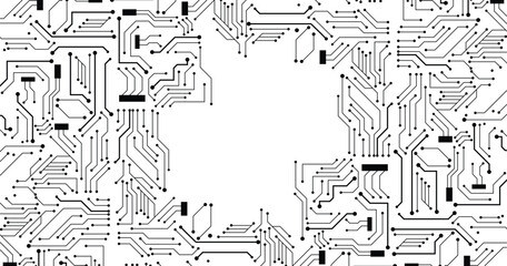 Poster - high tech technology geometric and connection system background with digital data abstract.