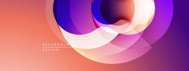 Poster - Abstract circles overlap, creating vibrant gradients. Warm colors dominate design, suggesting modern aesthetic.