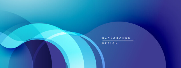 Poster - Abstract blue waves create dynamic gradient background. Smooth shapes suggest movement, depth, modern design aesthetic.