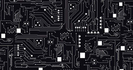 Poster - abstract connect lines and dots circuit, simple technology graphic background, vector design network