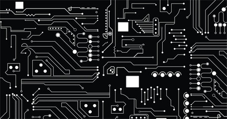 Poster - circuit board technology background with hi-tech digital data connection system and computer electro