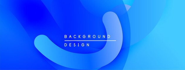 Poster - Abstract blue background. Overlapping shapes create dynamic visual effect. Text reads background design. Smooth gradients dominate composition.