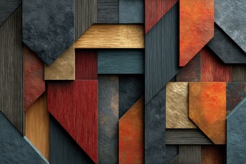 Poster - Abstract geometric design with vibrant colors and textured surface elements