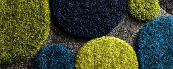 Poster - Close-up of colorful textured circular patterns on a carpet background